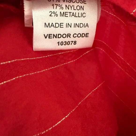 Marigold Lane Red Striped Womens Kurta Size XS - Picture 7 of 8